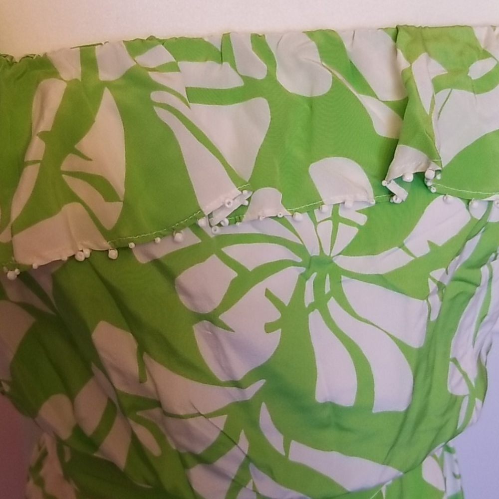 LILLY PULITZER lime ruffle top silk dress - Picture 2 of 5